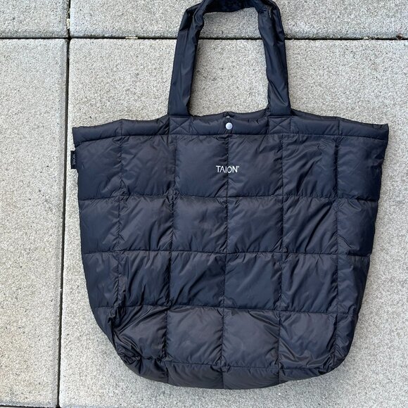 Taion Black Quilted Down Tote - Picture 1 of 2